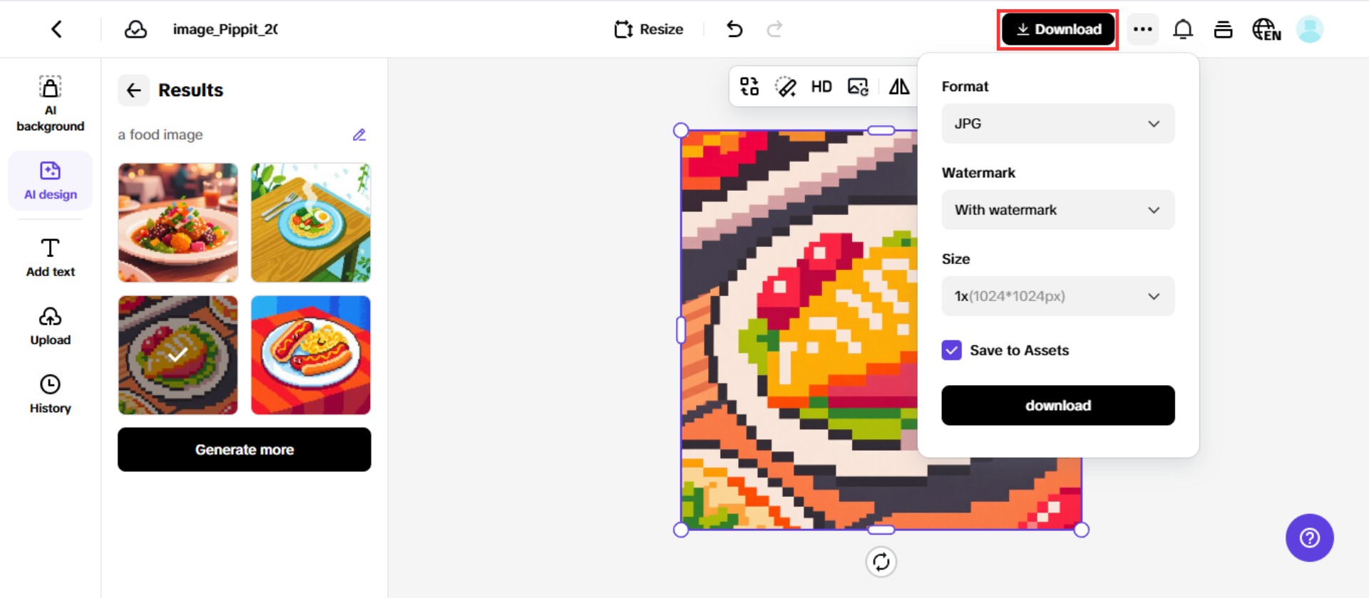 Exporte ou edite mais