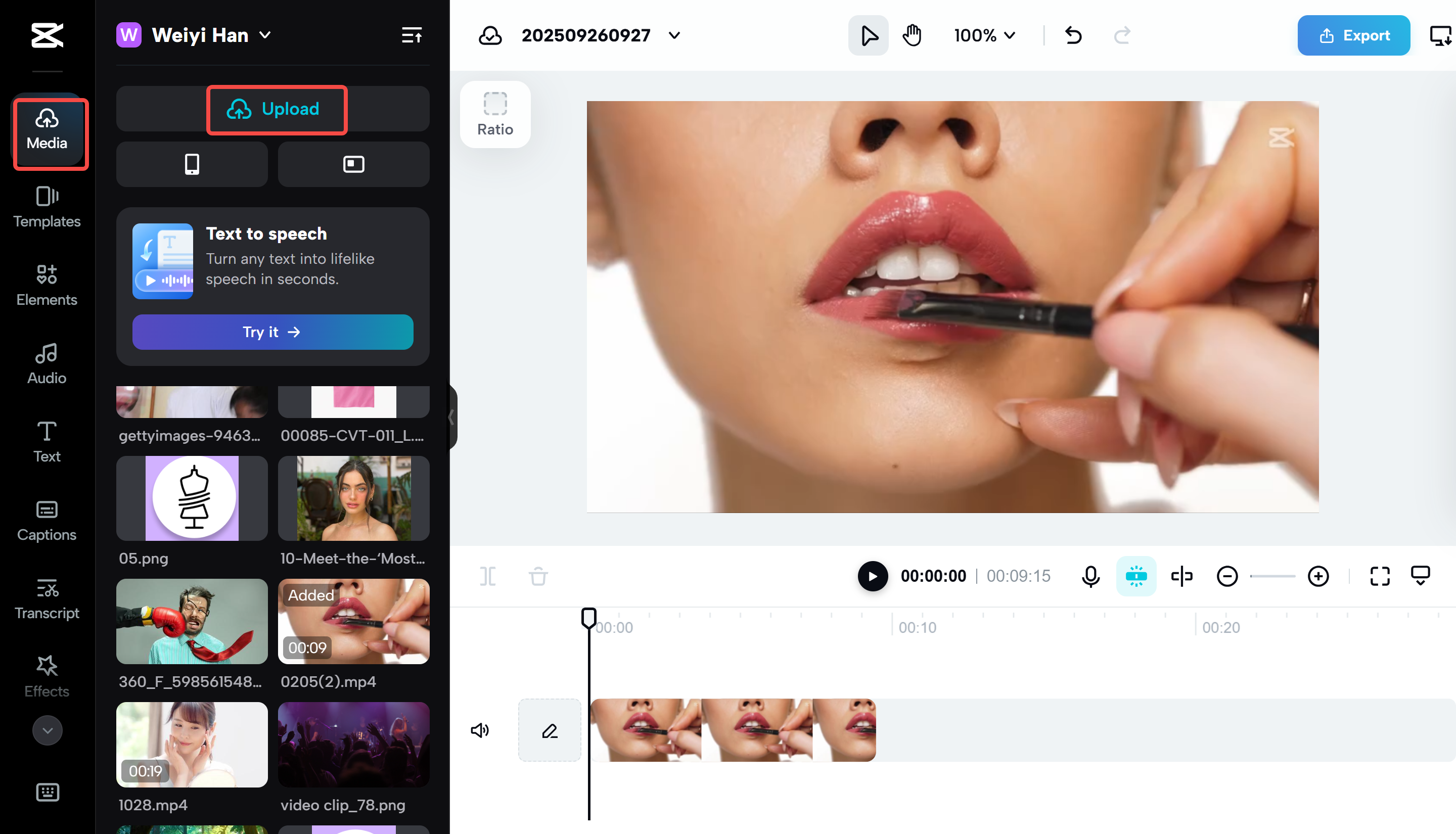 Upload your video to CapCut Web