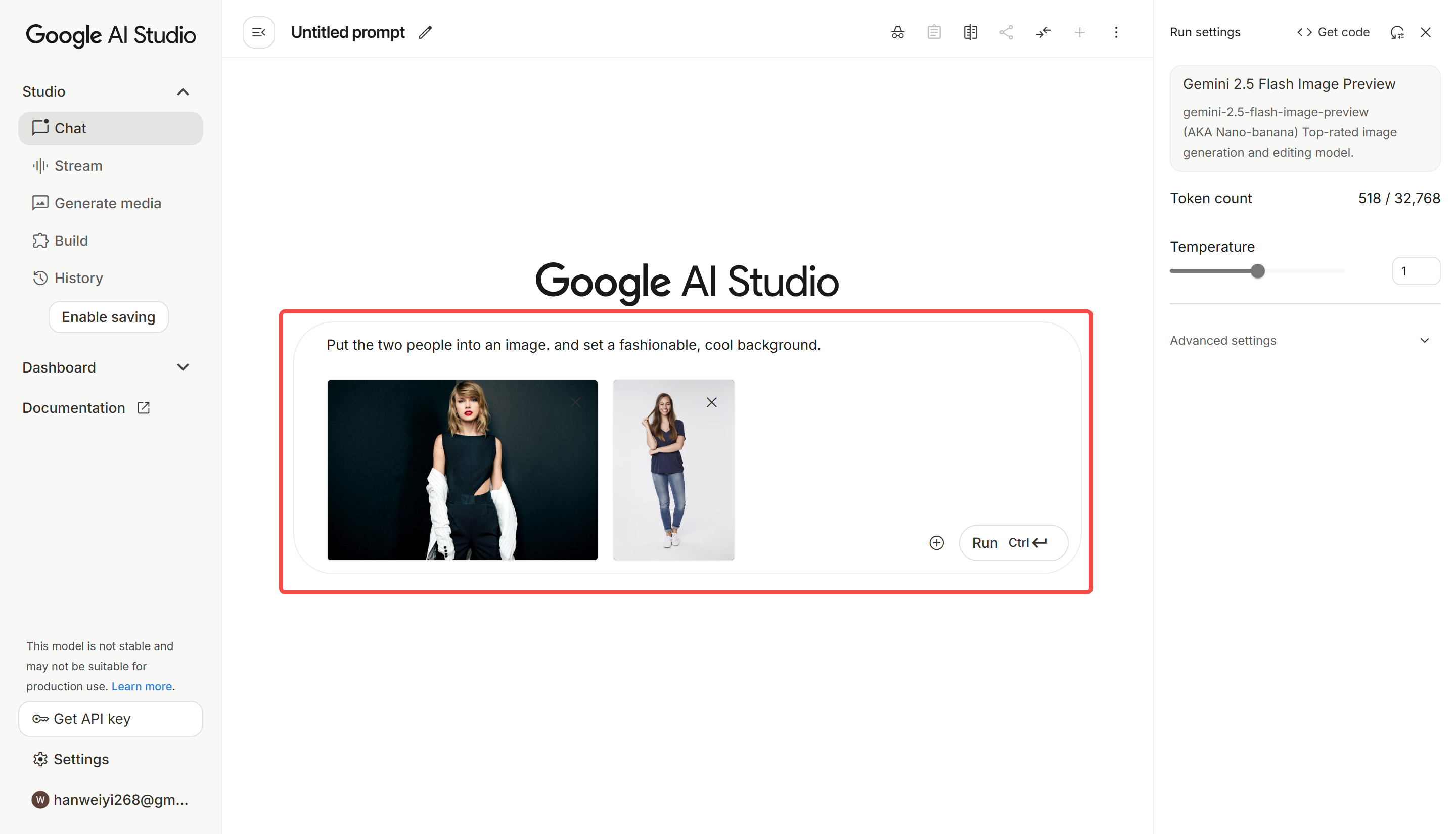 Nahrávání obrázků modelu a psaní výzvy v Nano Banana