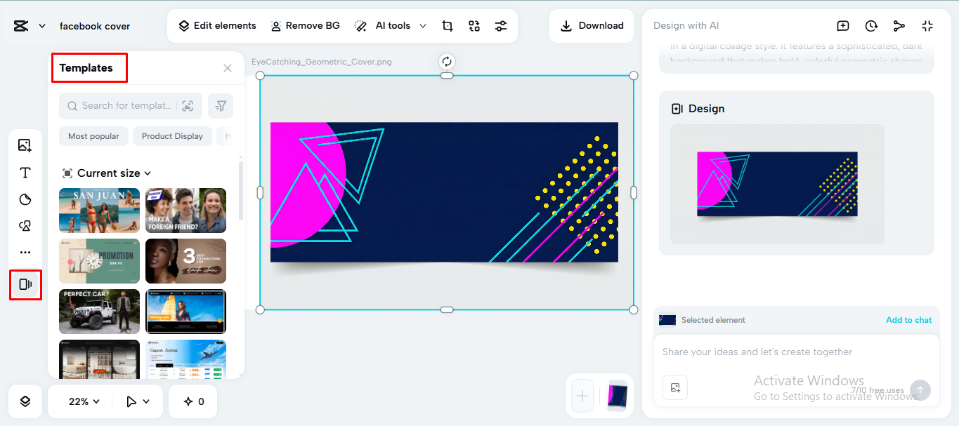 Creating a Facebook cover photo maker on the CapCut desktop video editor