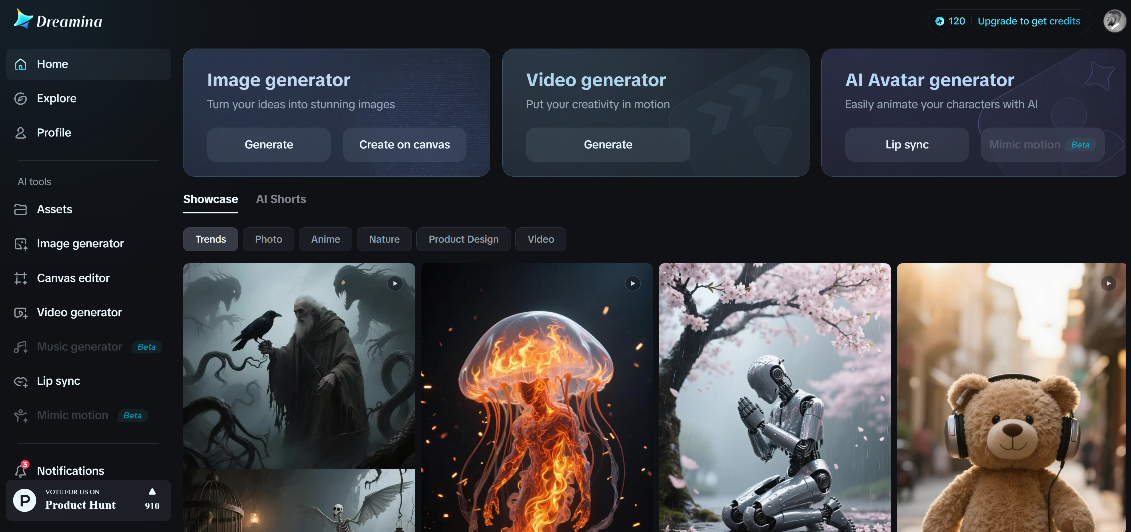 Dreamina homepage