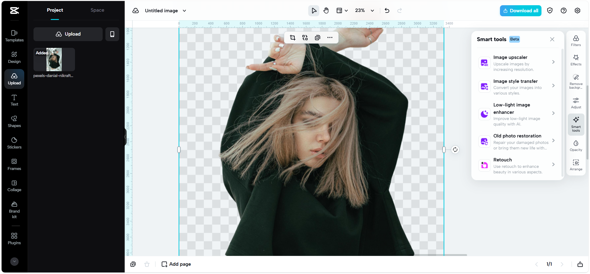 CapCut Web BG-Entferner-Schnittstelle