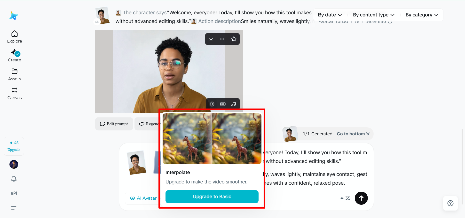 Use frame interpolation of AI person talking