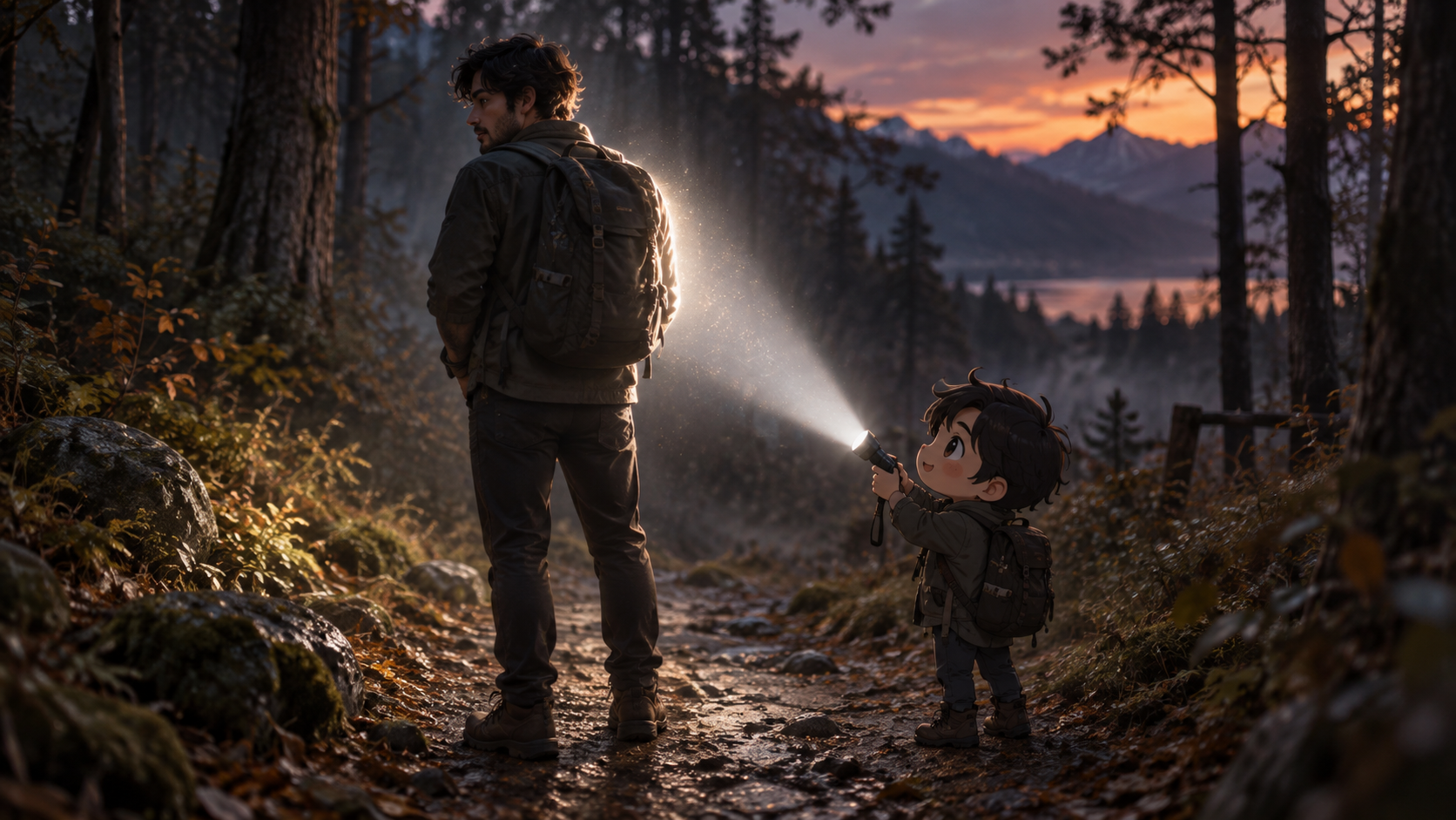 anime flashlight AI photo prompt cover