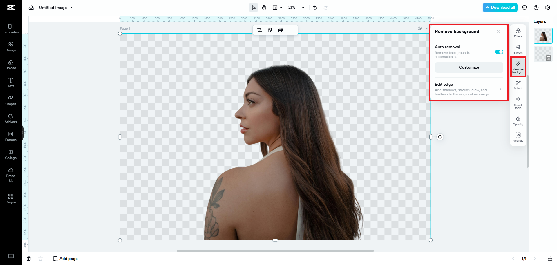 Customize the way your subject looks after background removal