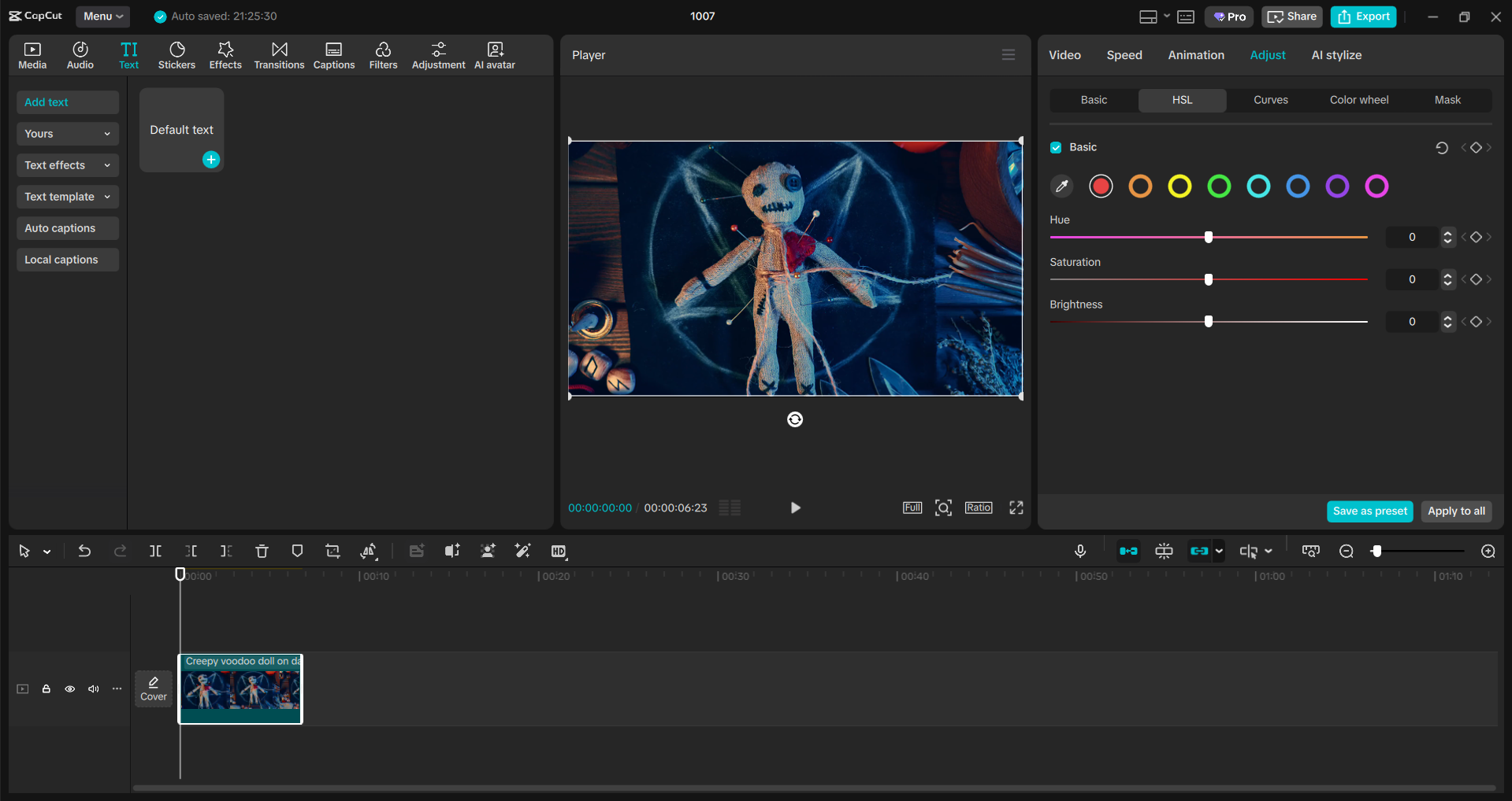 Interface of the CapCut desktop video editor - a tool to make amazing Halloween GIFs