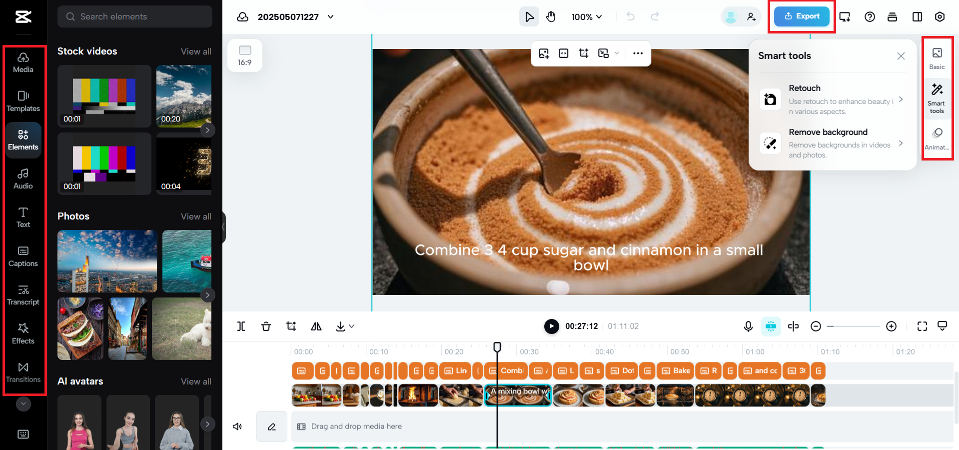 Edite mais ou exporte o vídeo