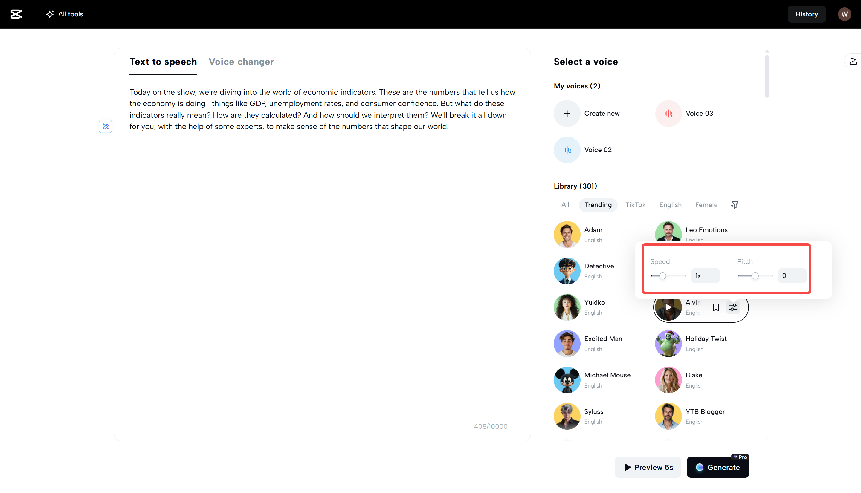 Entdecken Sie die Musikbibliothek von CapCut und wählen Sie einen passenden Hintergrundtrack aus.