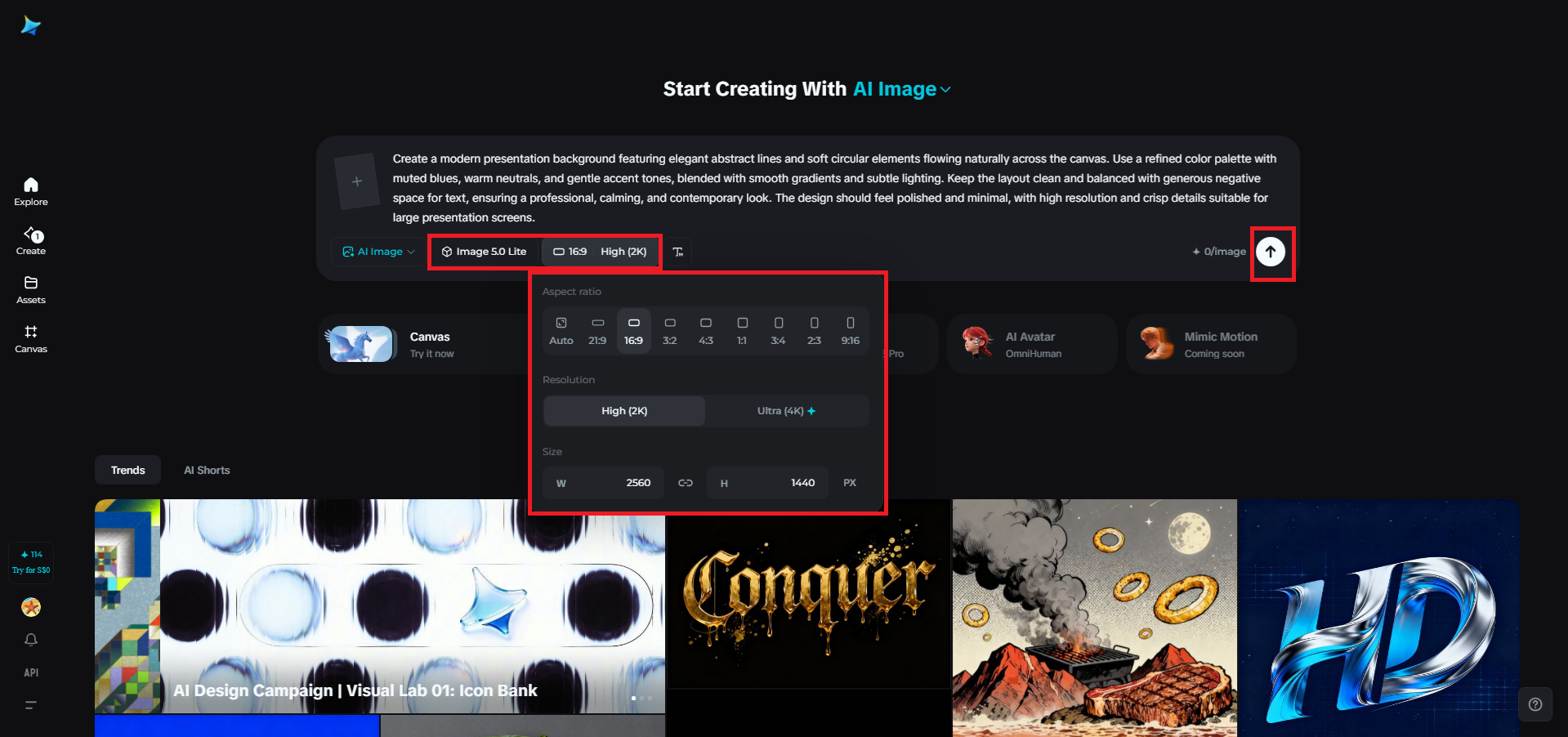 Choose the model and adjust settings