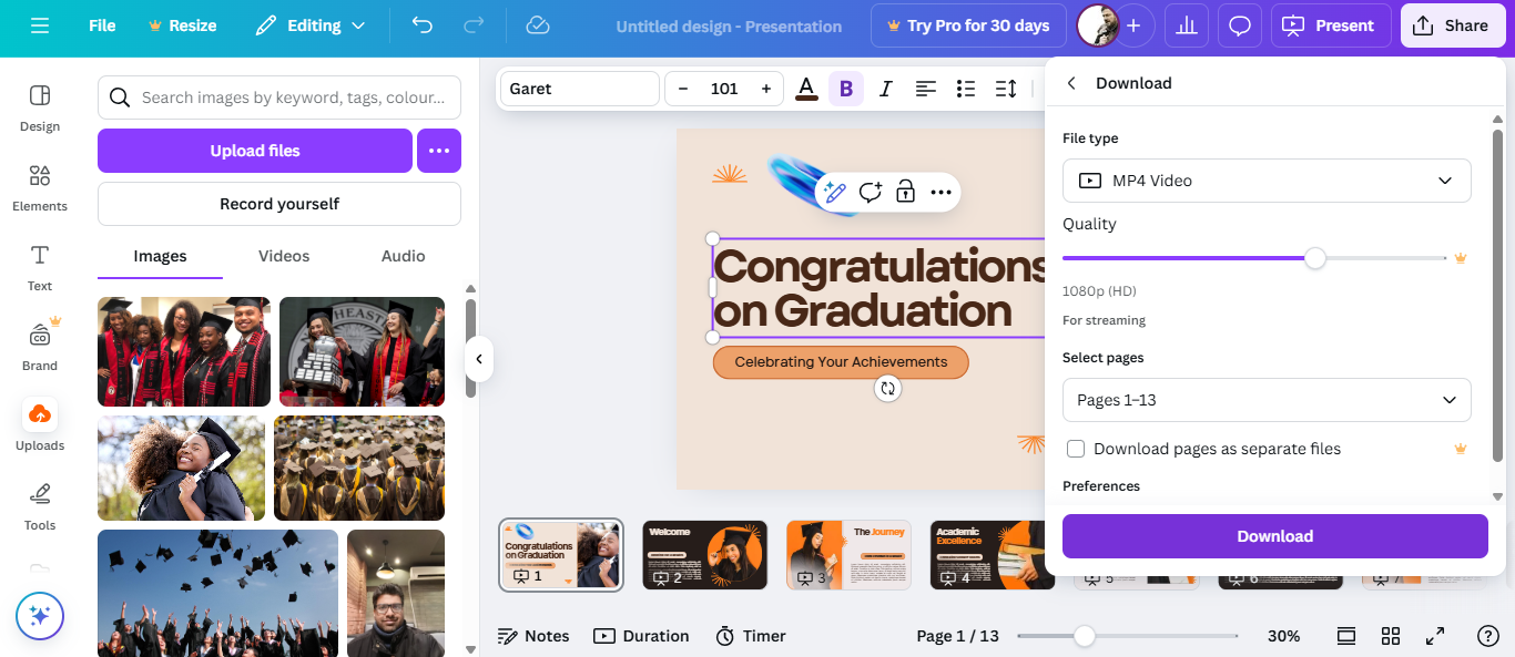 Save, export, and share the slideshow