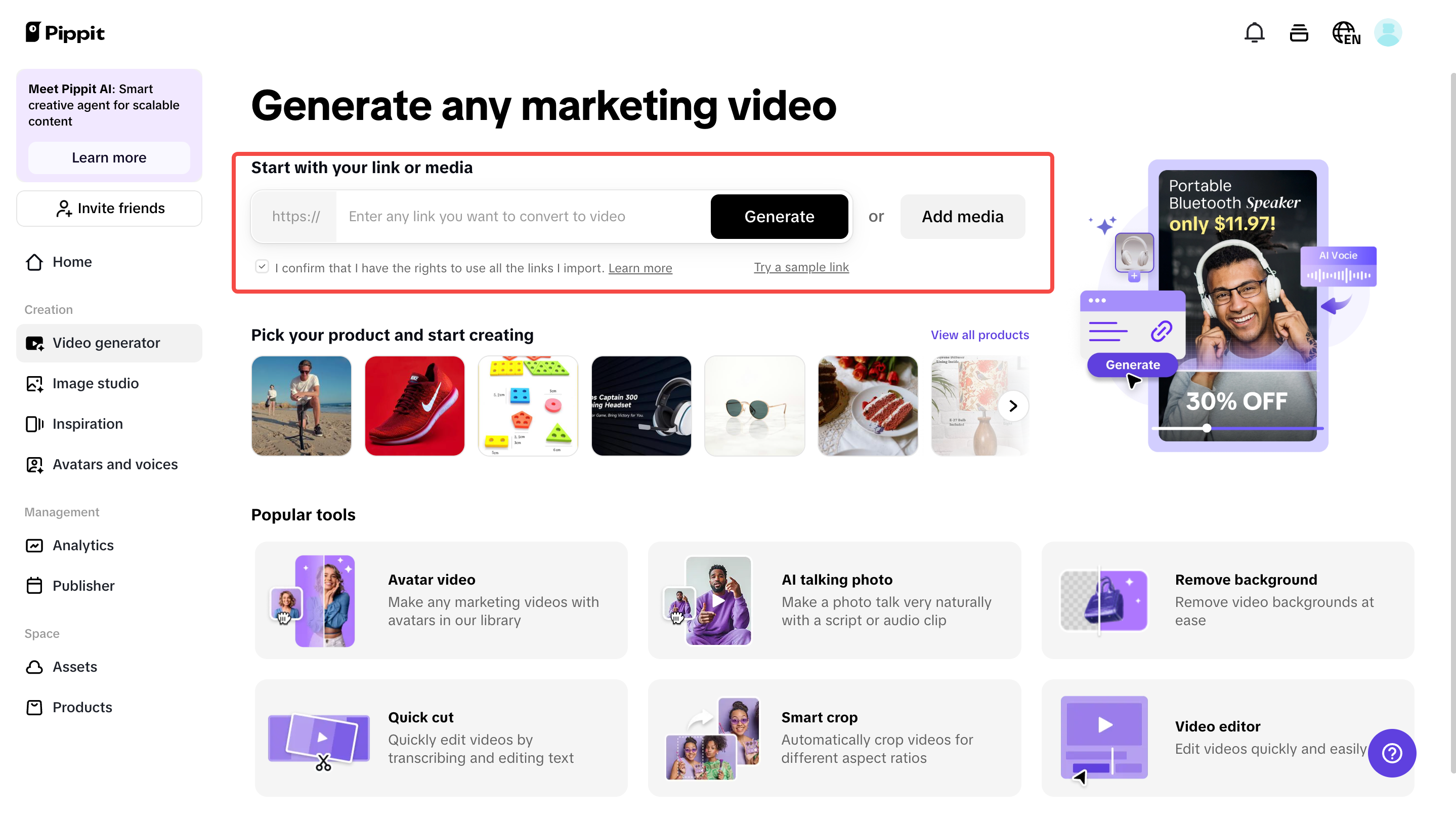 creating brand videos in Pippit