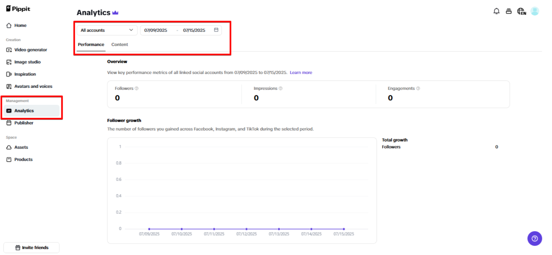 Tracking analytics in Pippit