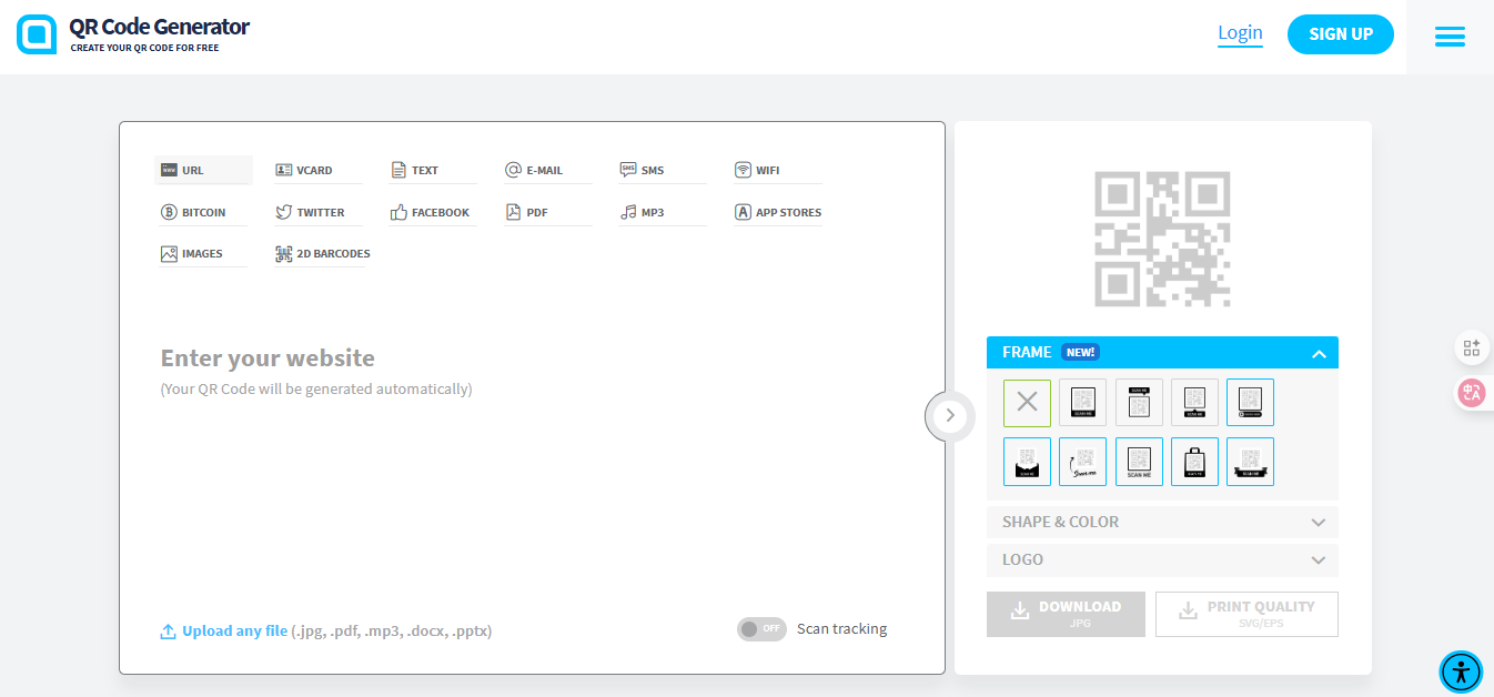 Visit QR code generator