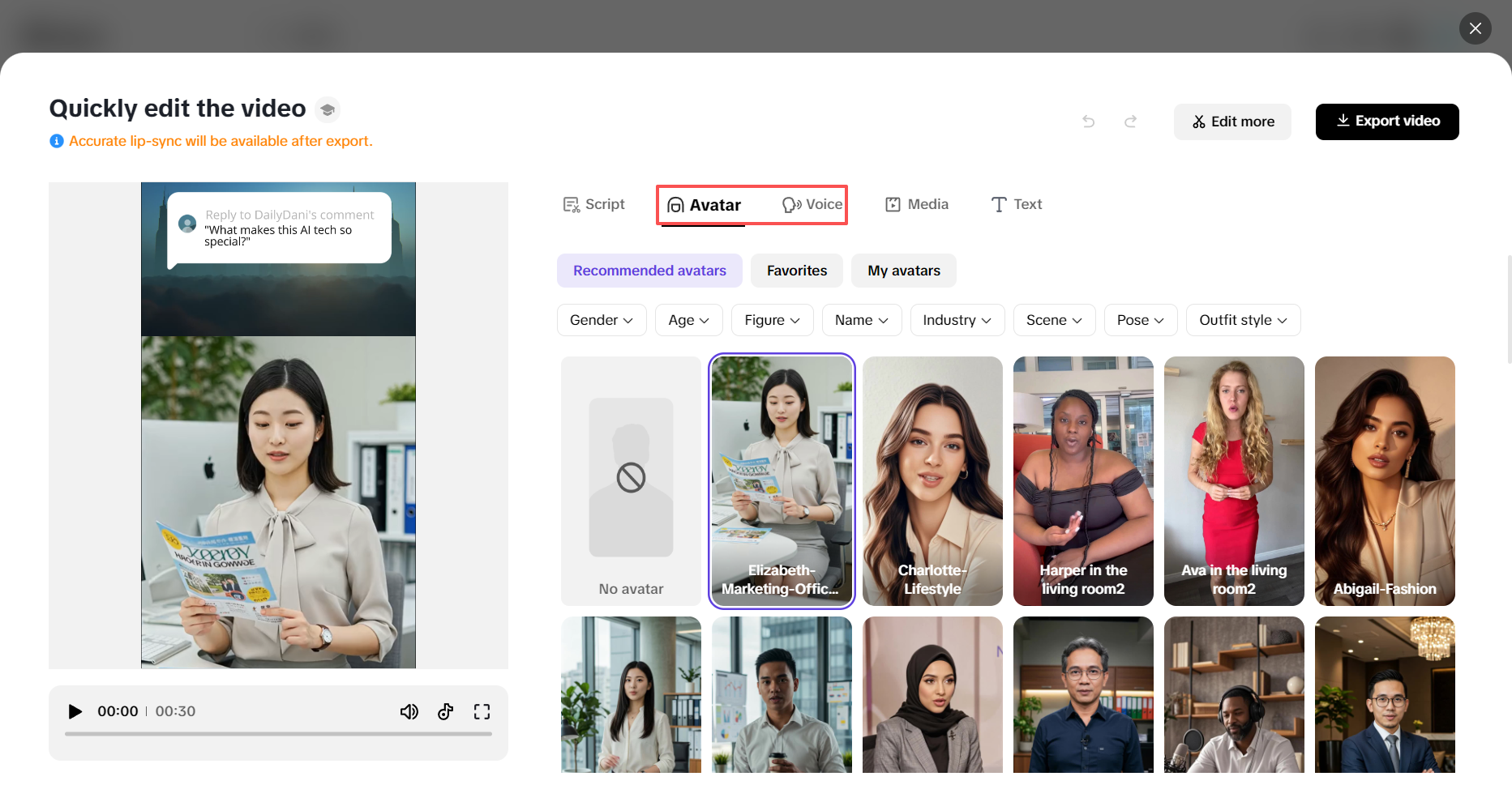 Makatotohanang mga avatar na may tunay na boses