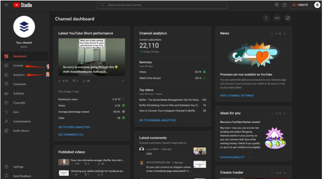 Открытие YouTube Studio на рабочем столе