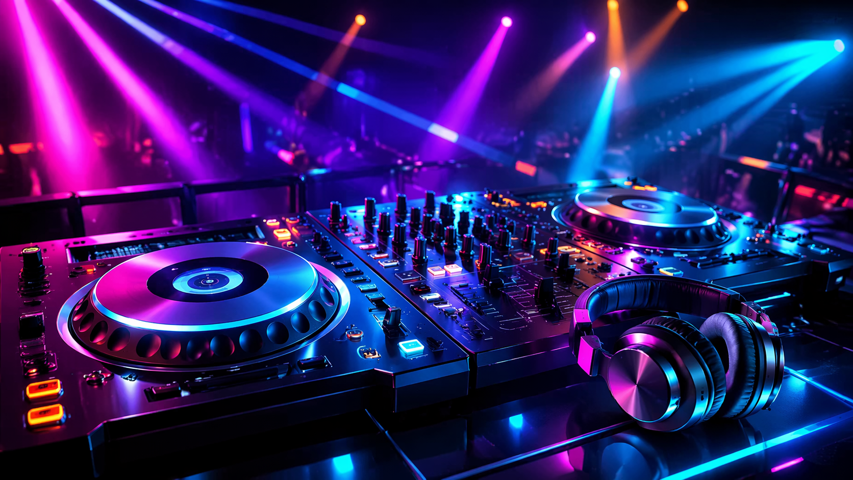 Exemple d'invite de filtre Dreamina IA DJ 2 : Scène de piste lumineuse de la platine