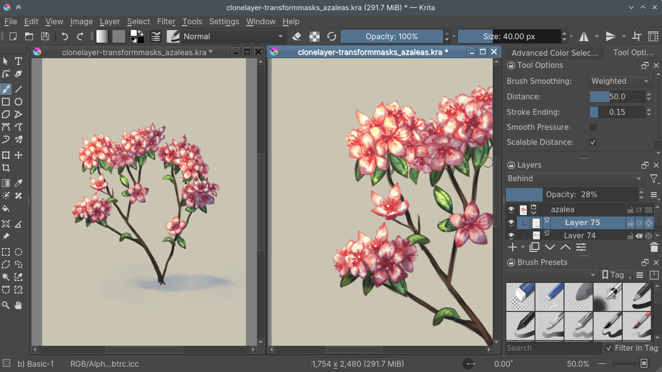 Krita  - text in the image editor tool