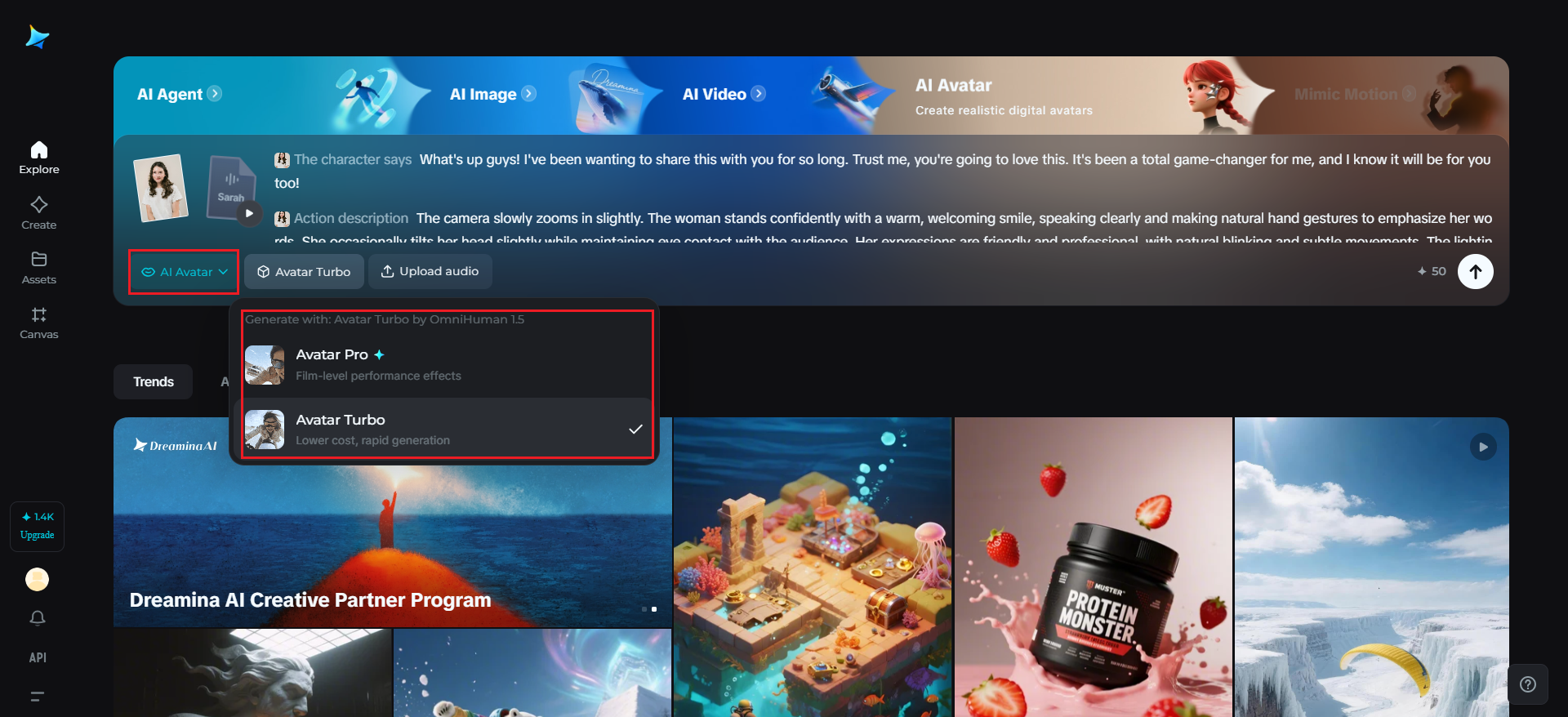 Upload your character
