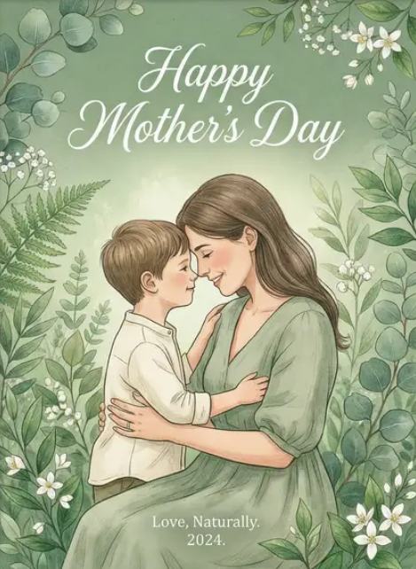 Green-themed Mother's Day poster