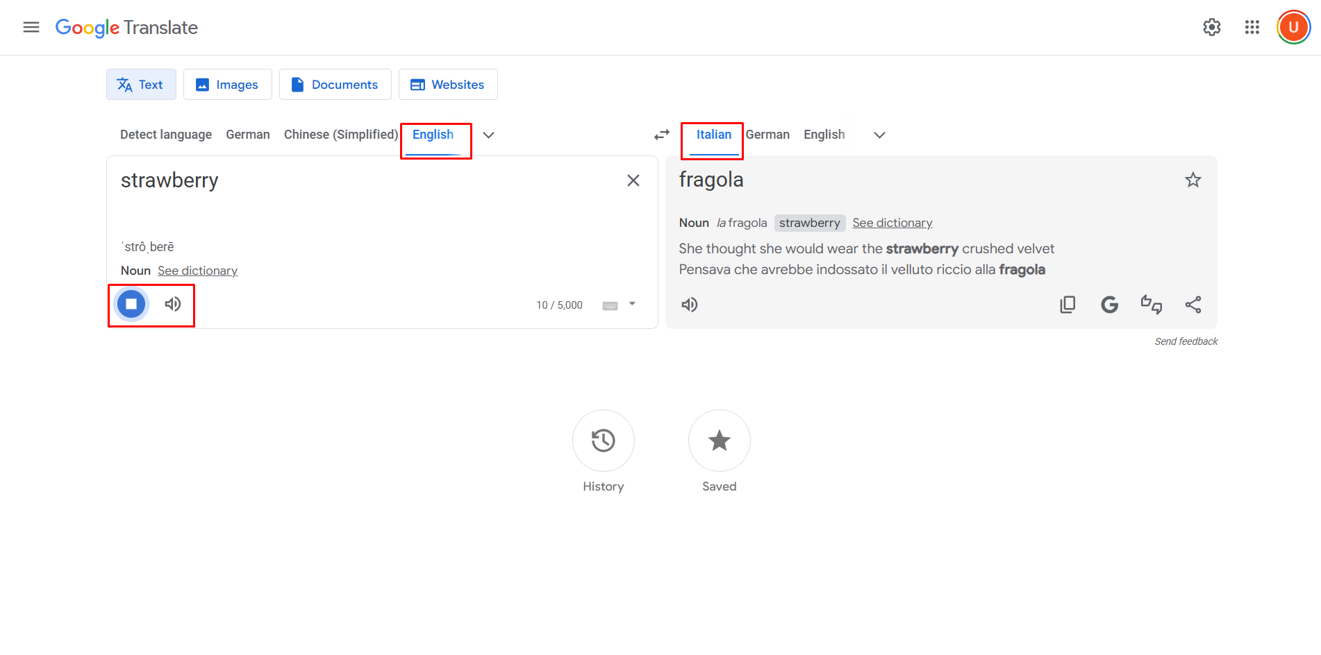 Showing how to convert English audio to Italian with Google Translate