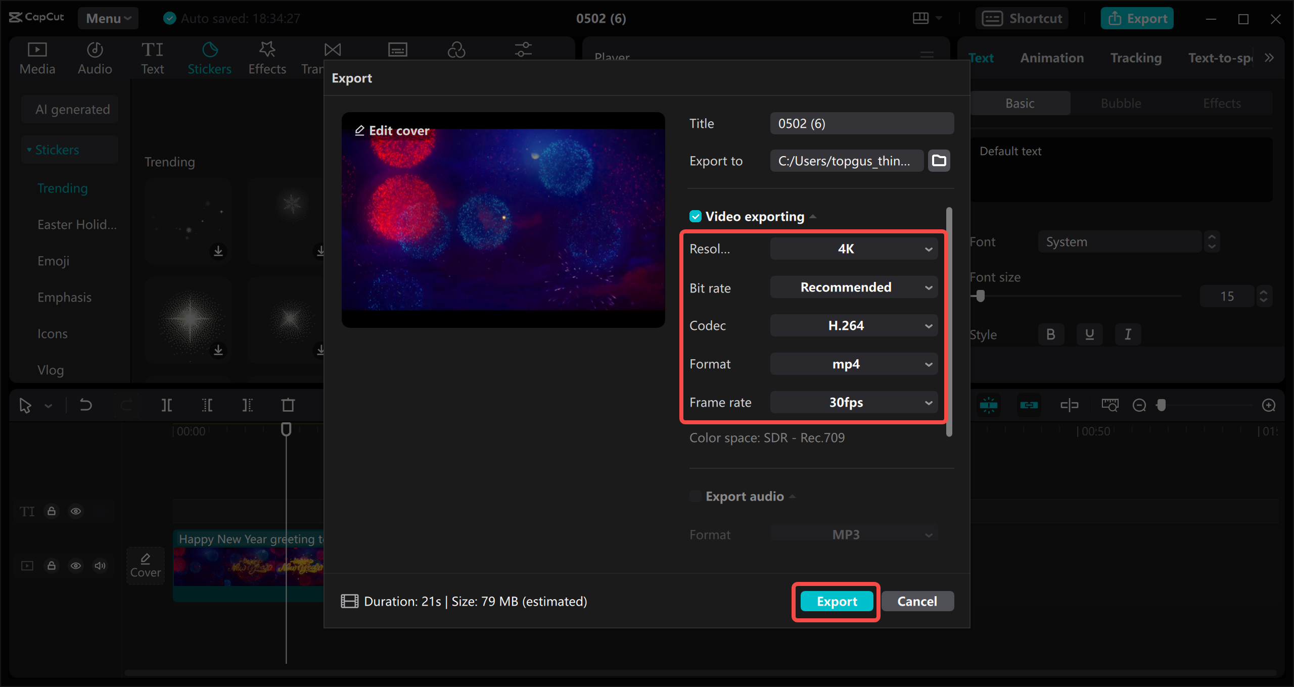 Export your video