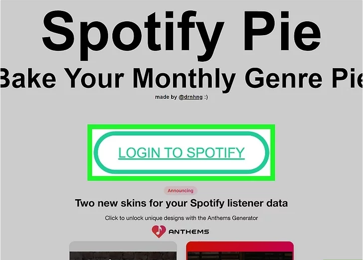 Вхід до облікового запису Spotify для ретельного аналізу Spotify Pie