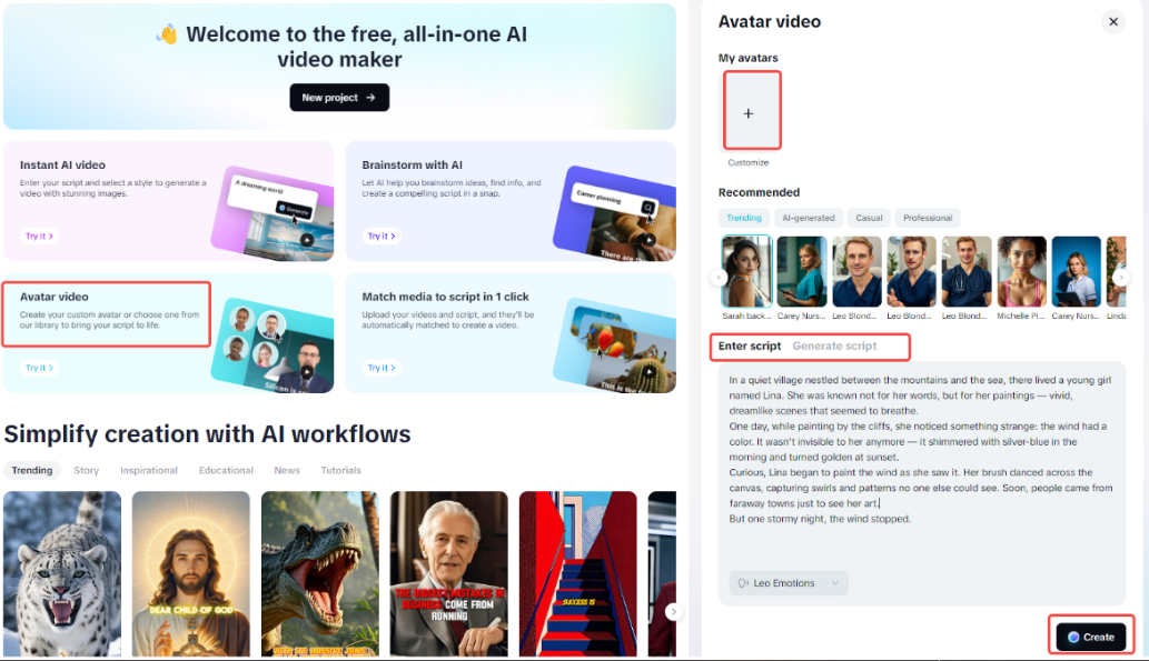 Creating the custom avatar video in CapCut