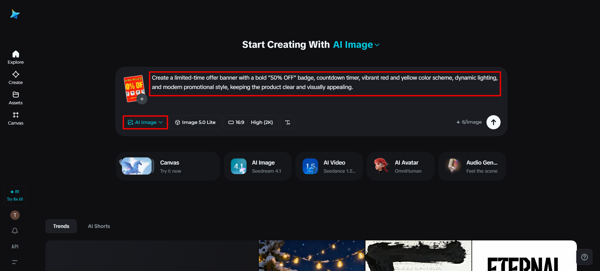 Upload an image and enter a text prompt