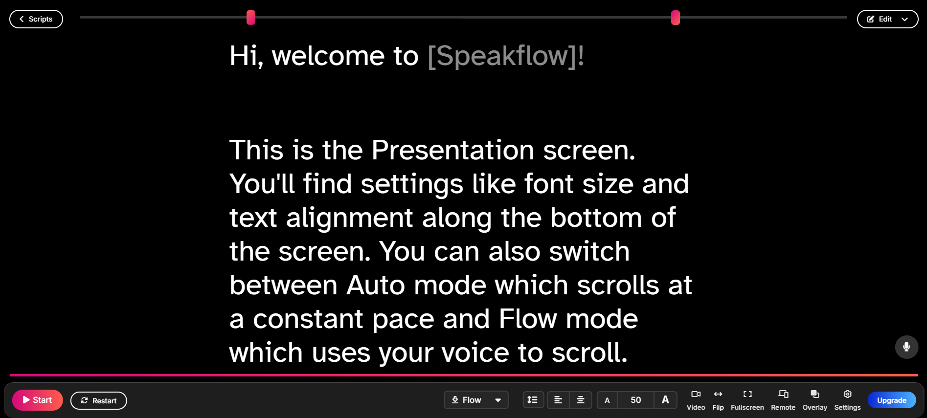 SpeakFlow's interface