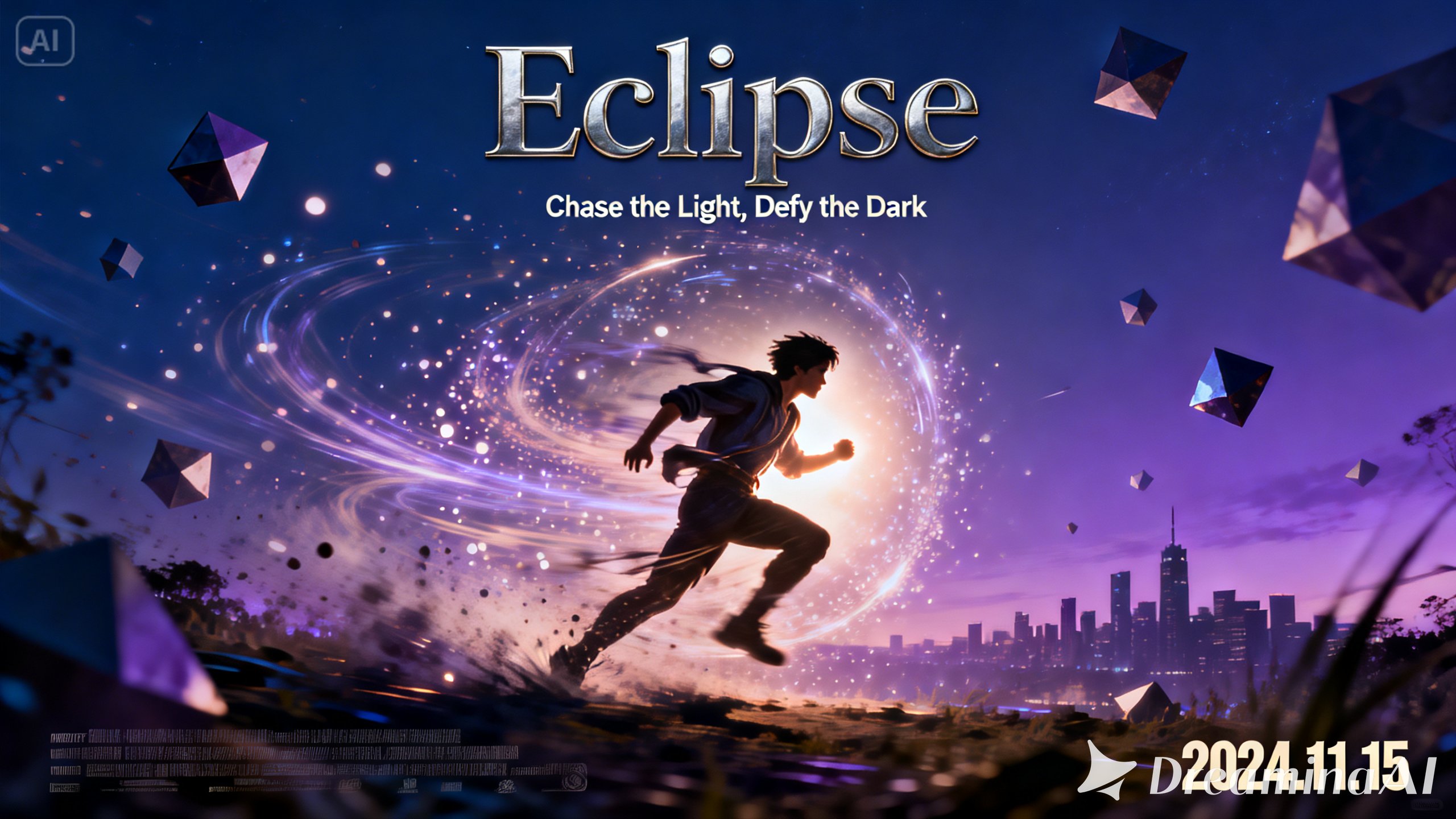 Afiș de film cu mișcare cinematografică și efecte de fundal