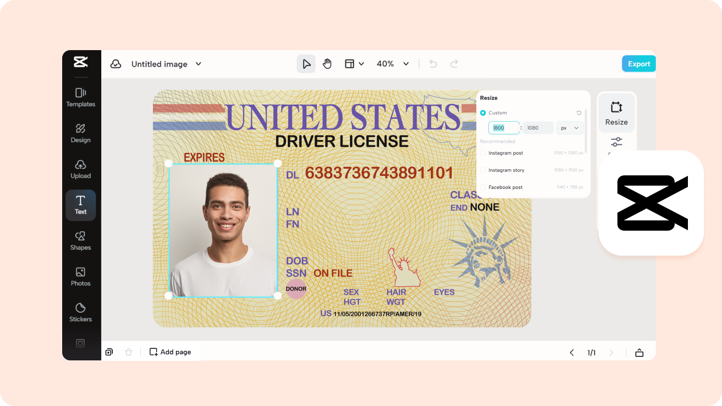 Creador de fotos de identificación en línea