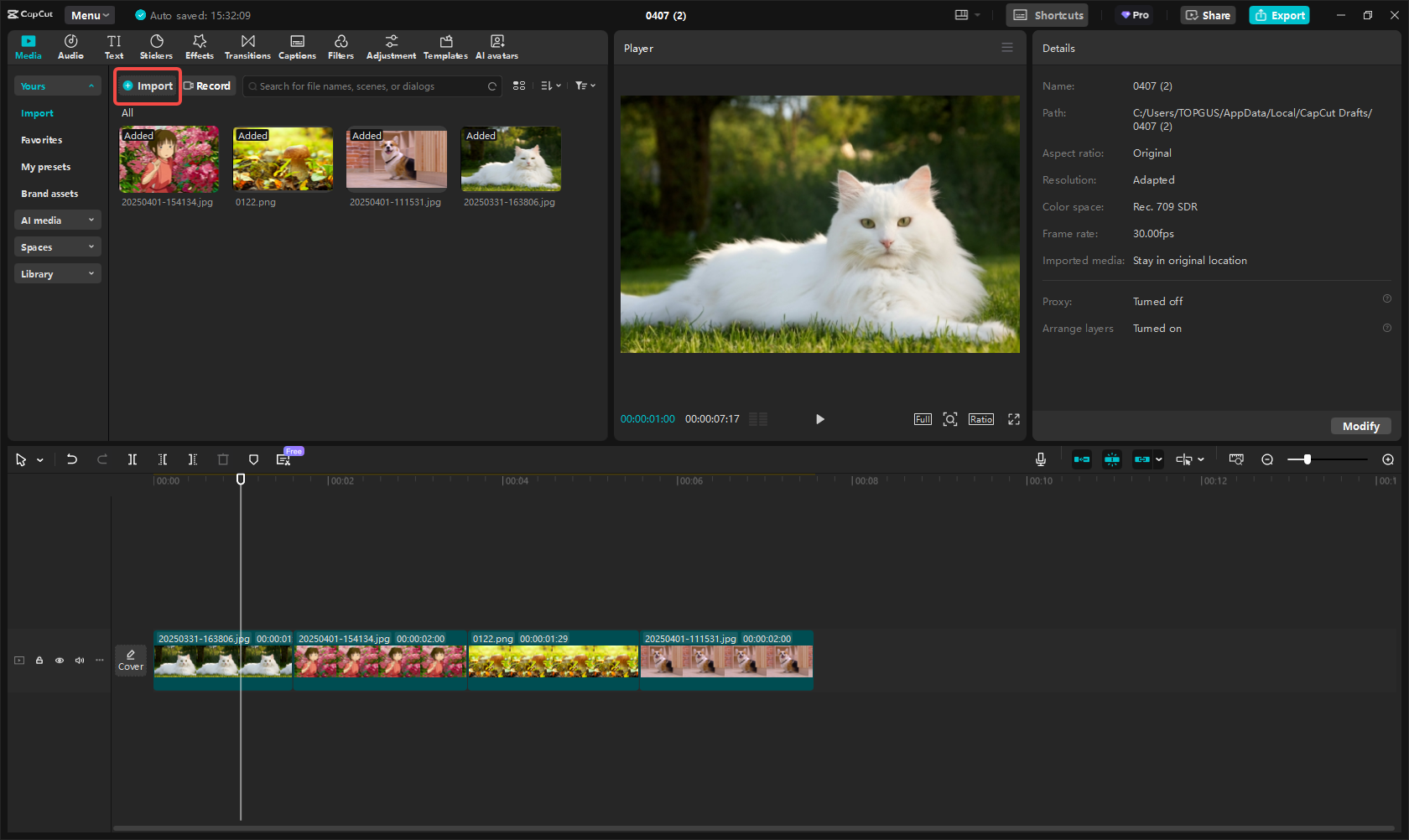 Import media files