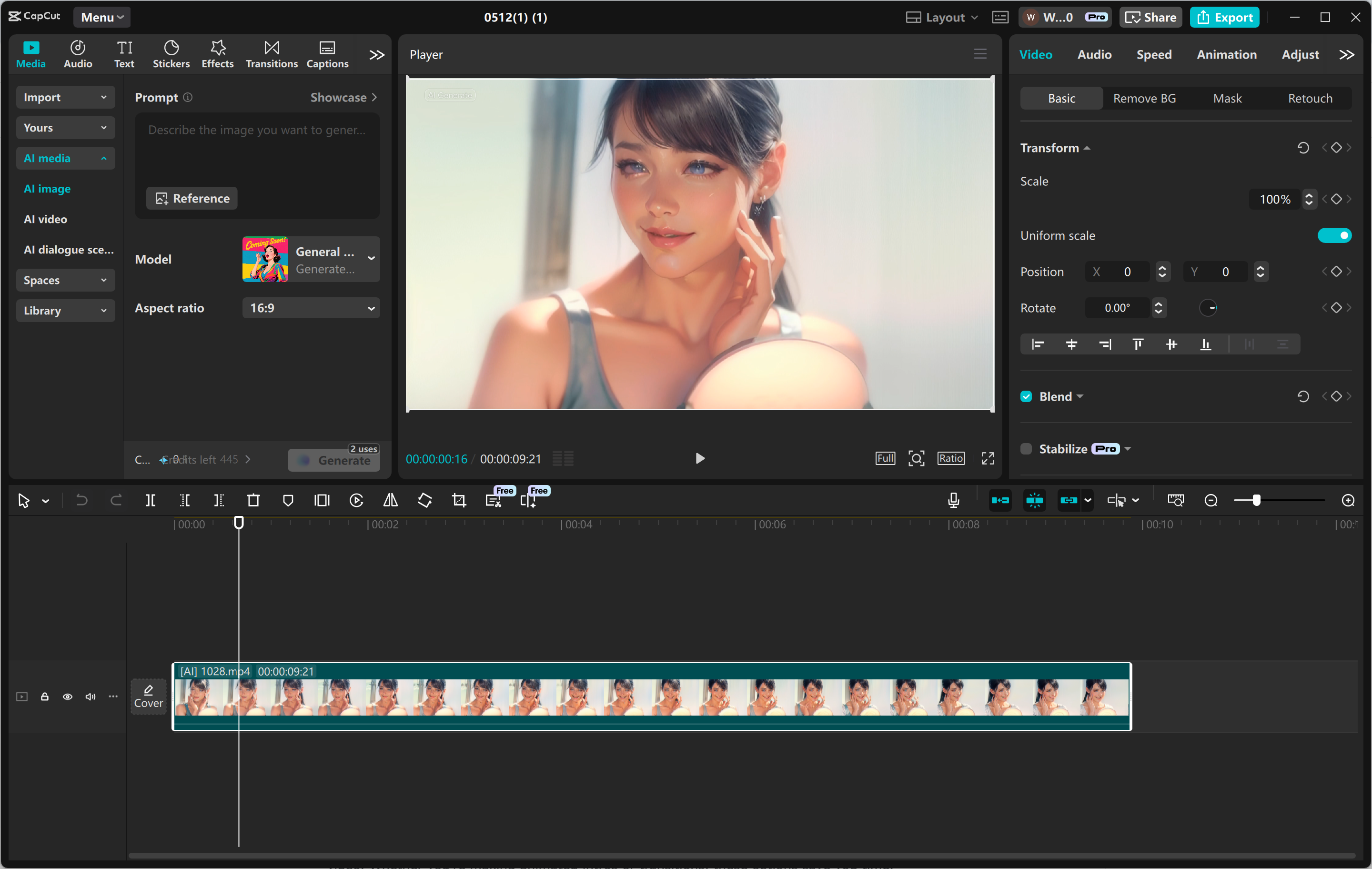 Interface of the CapCut desktop video editor - an advanced and free 3D character generator