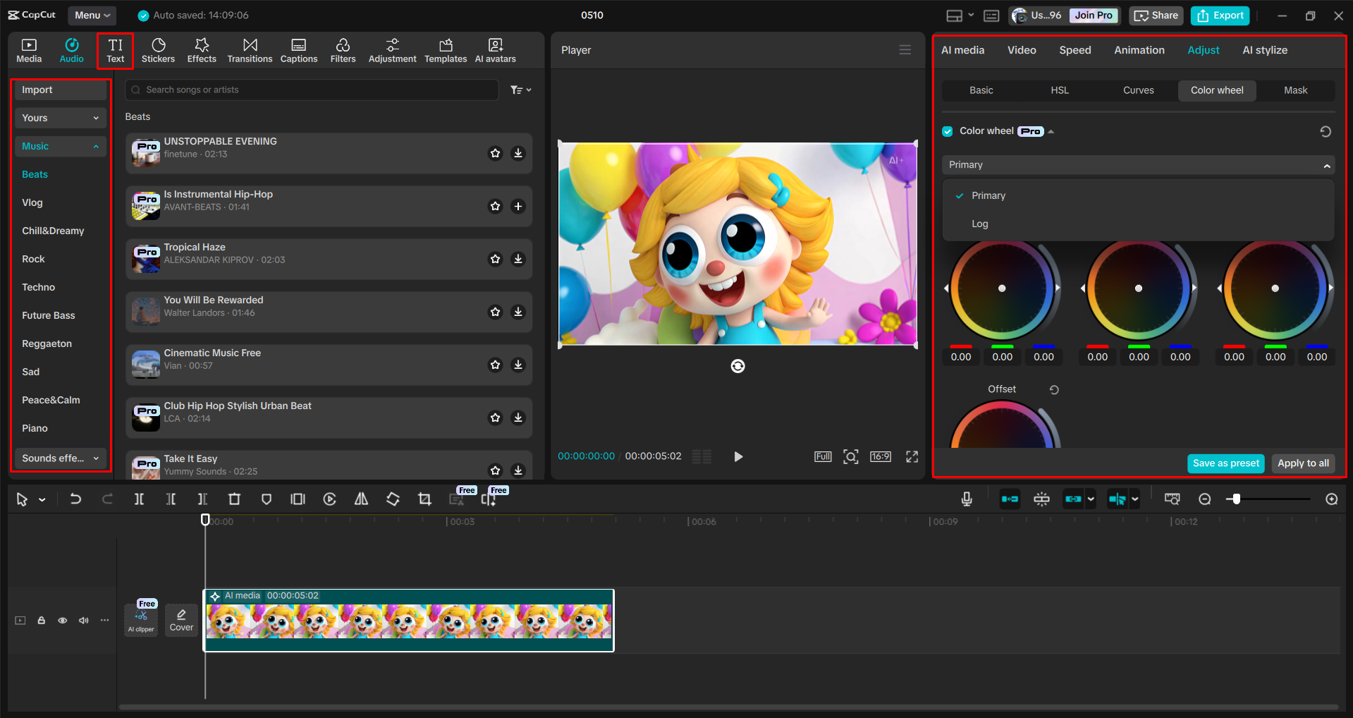 Editing a video with the CapCut desktop video editor