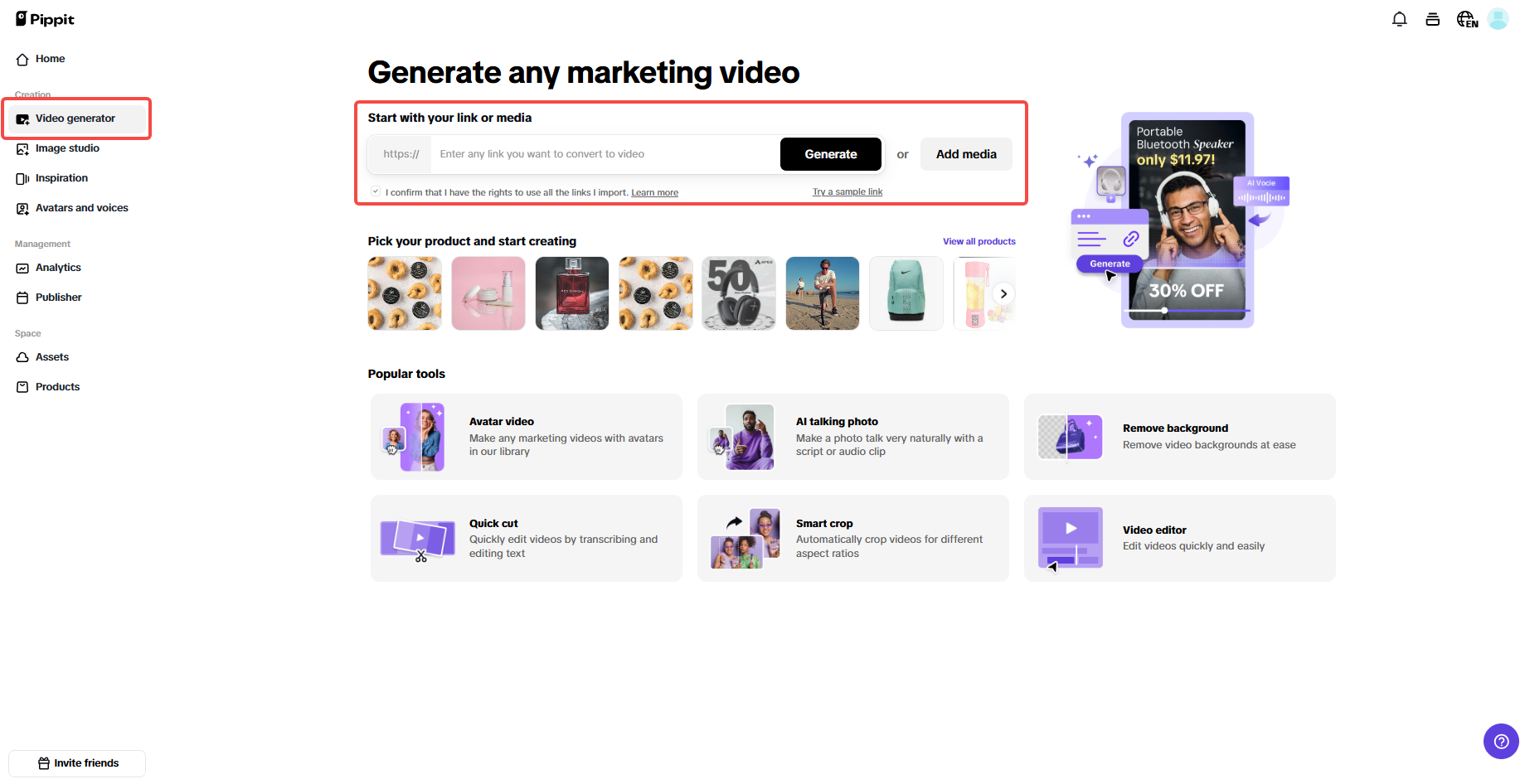 Enter a product link or media