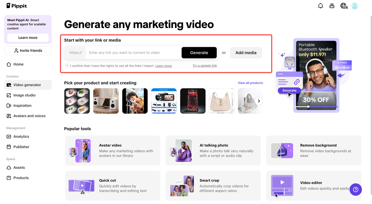 Link to video generation