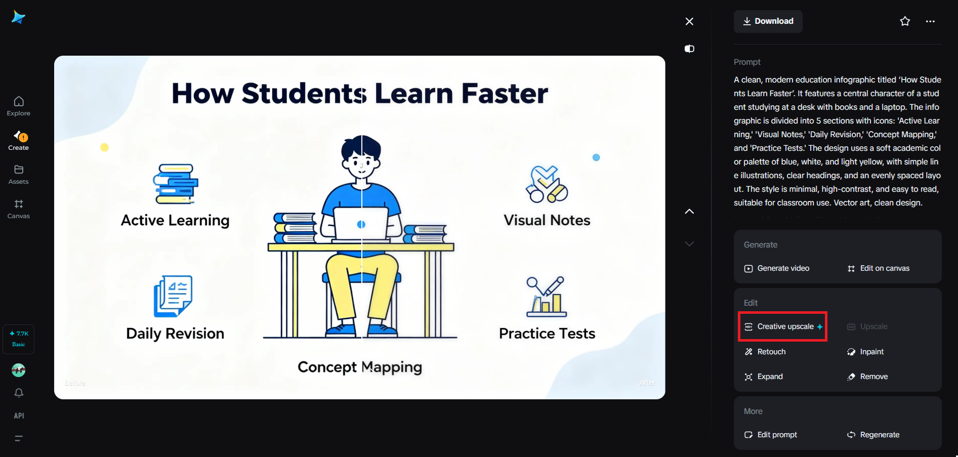Kreatibong upscale na tampok sa Dreamina