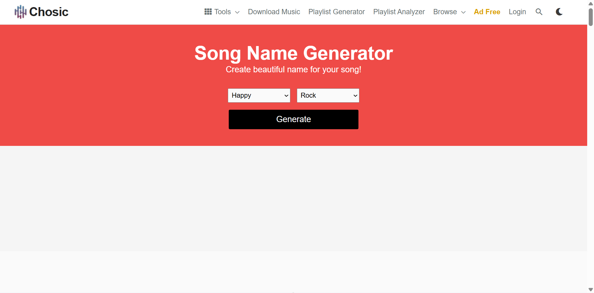 Chosic Song Name Generator Editor Schnittstelle