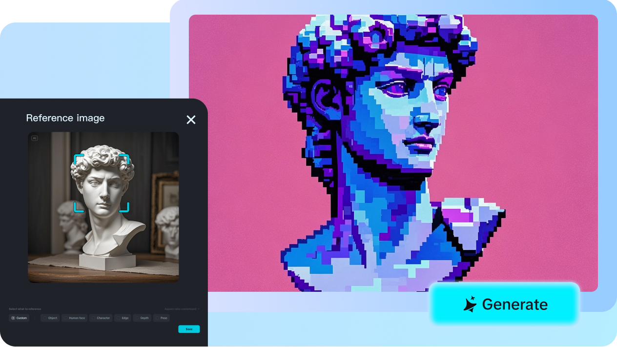 Generate a pixel art AI image from a reference image