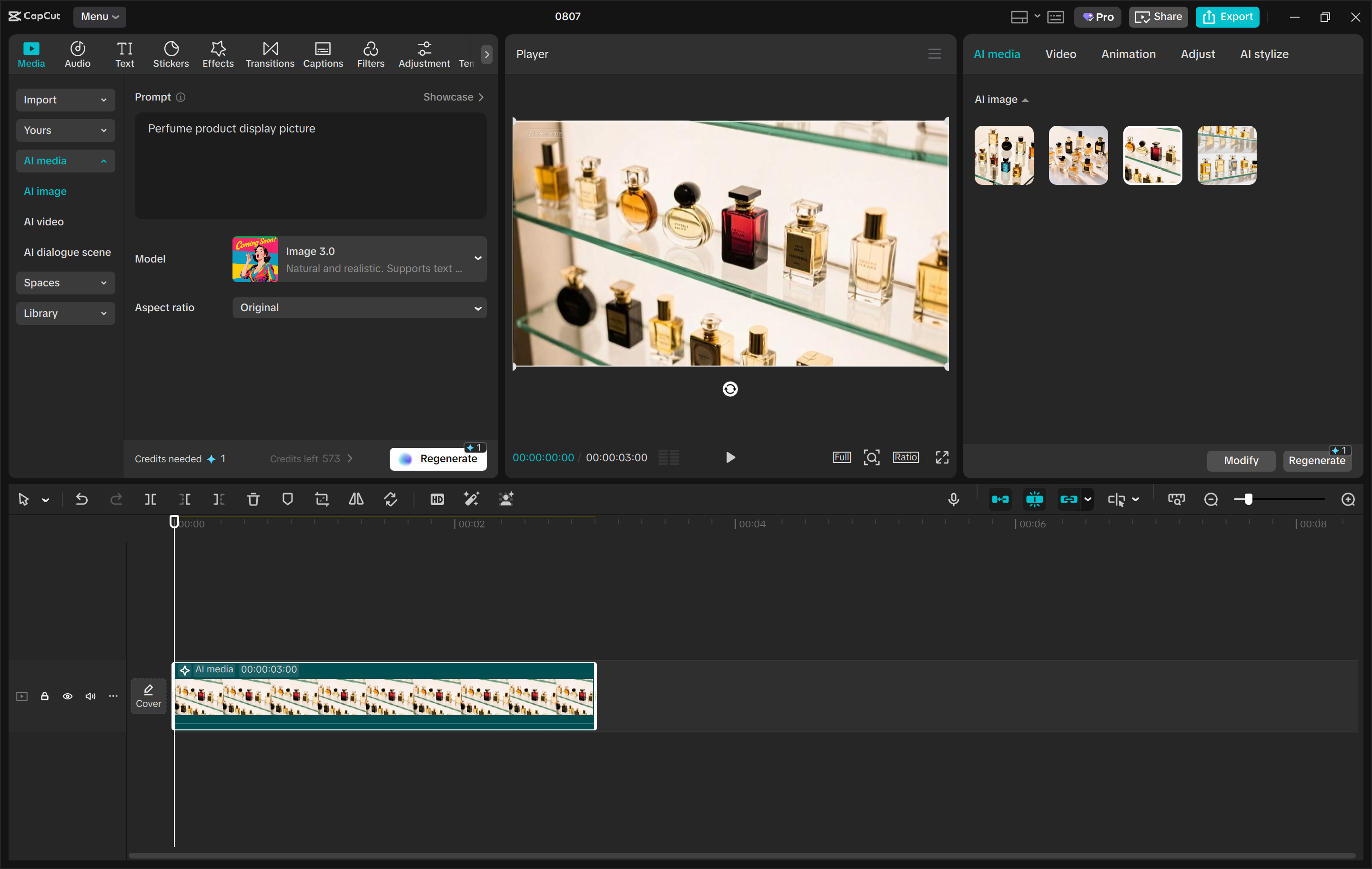Schnittstelle des CapCut-Desktop-Videoeditors – eine weitere Möglichkeit, Bilder mit KI zu erstellen