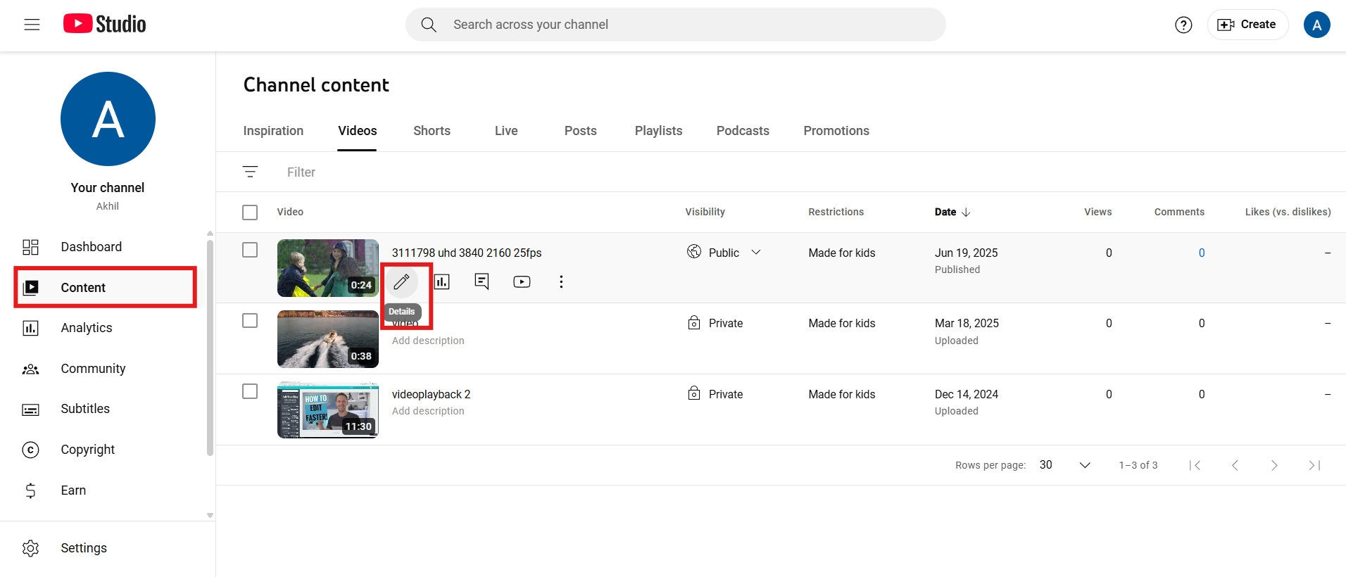 Select the video