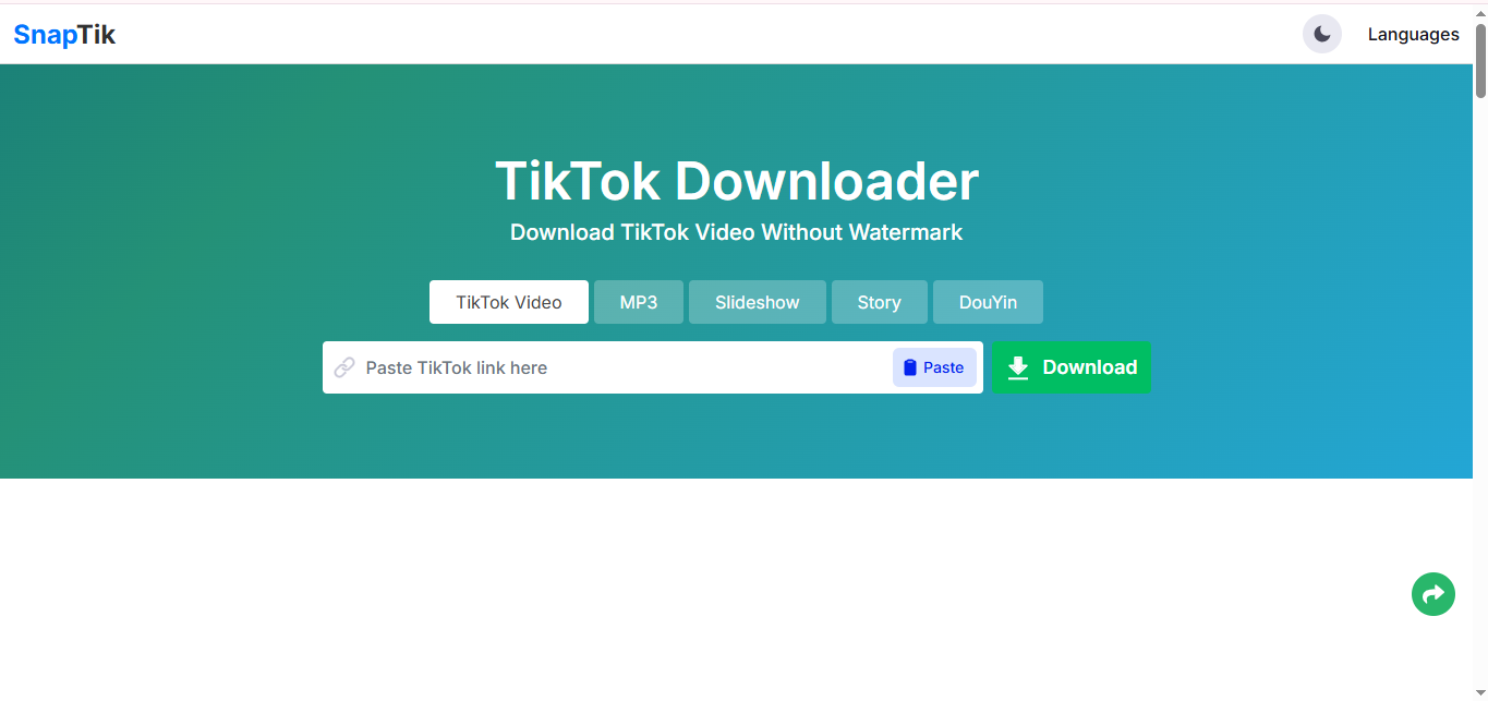 The interface of SnapTik - an easy way to download thumbnails from TikTok
