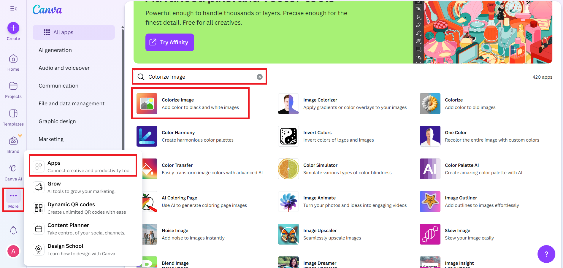 Buka Canva dan luncurkan aplikasi Colourize Image