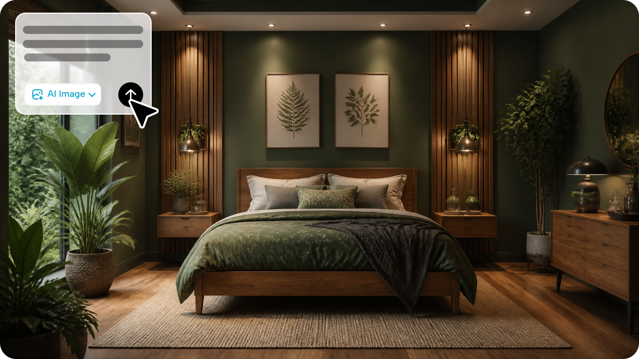 Hasilkan ide desain kamar tidur dari prompt teks