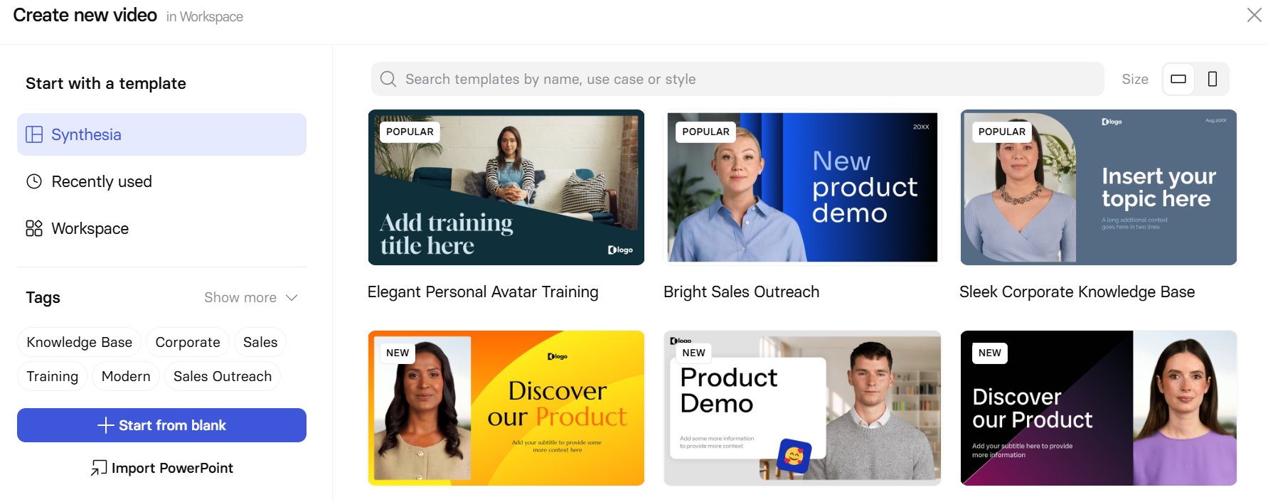 Select a template or start from scratch