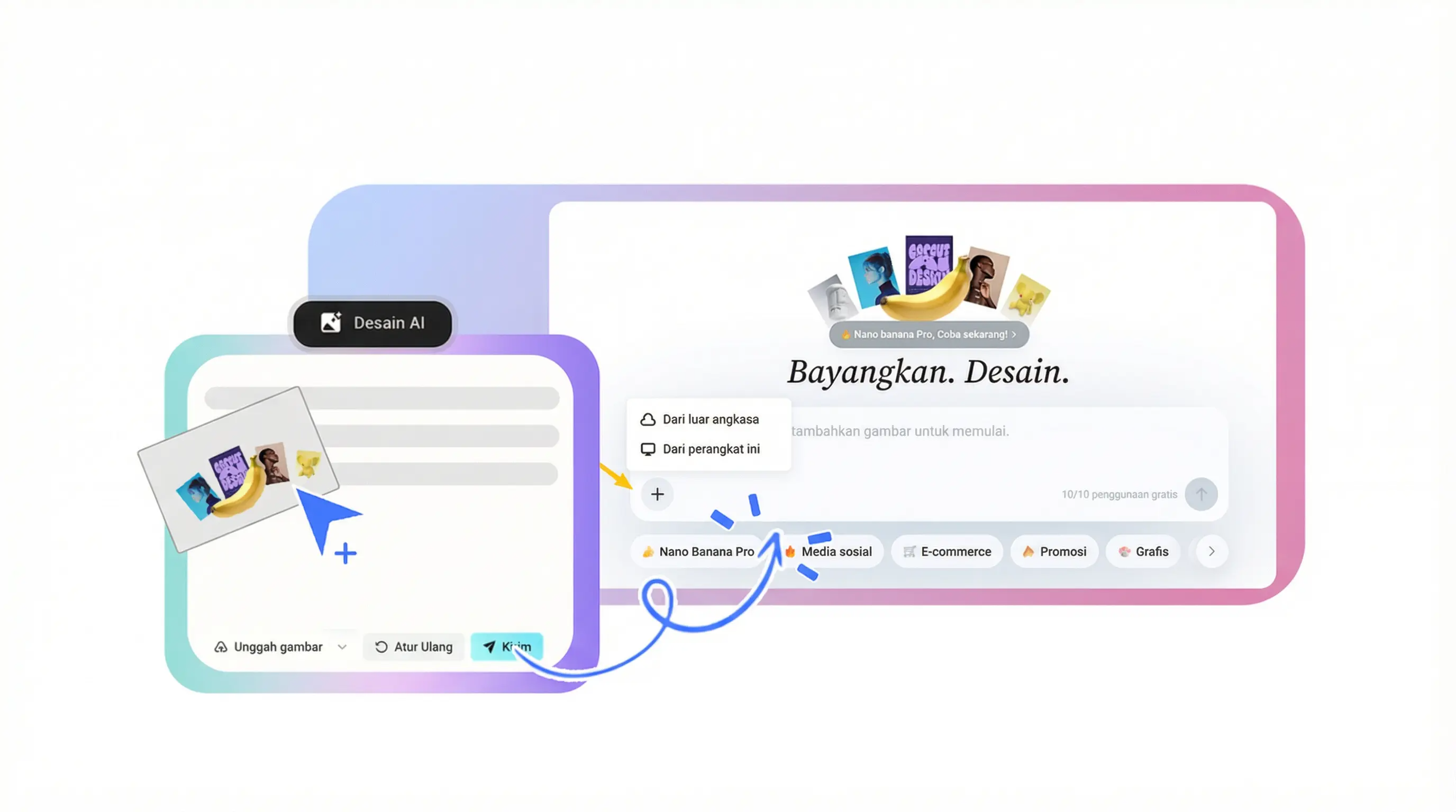 Unggah foto ke CapCut AI Design