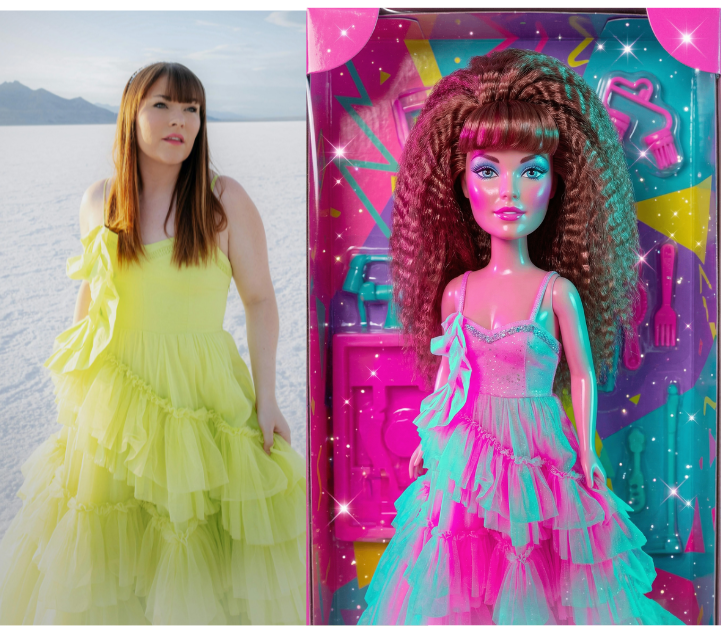 Retro 90s barbie glow with neon doll shine