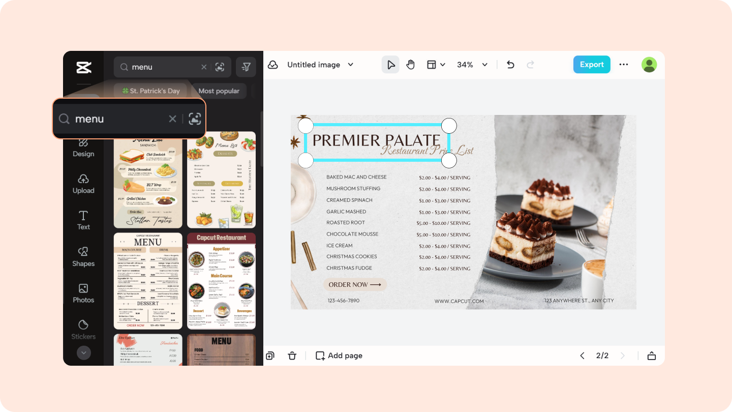 strona internetowa twórcy menu