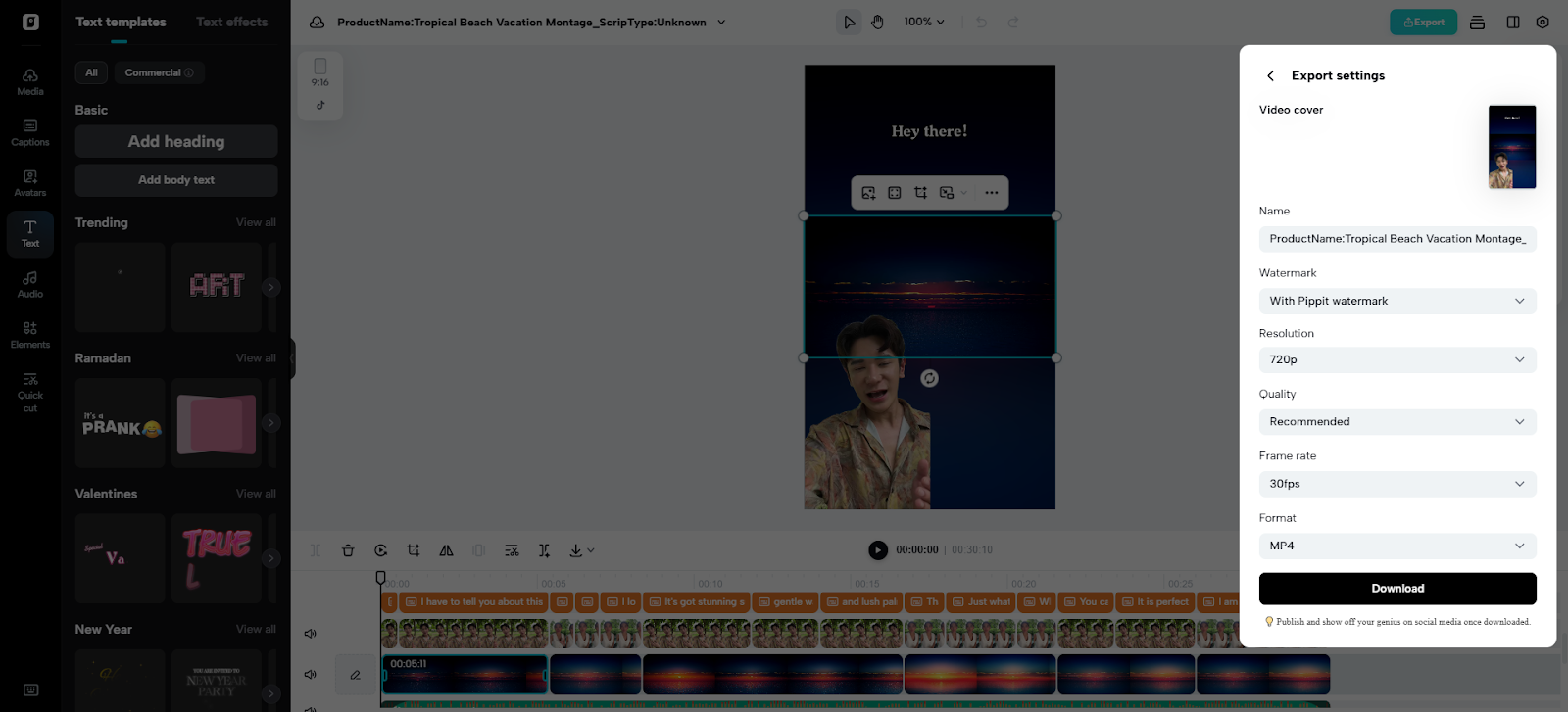 Customize, export, and launch your video