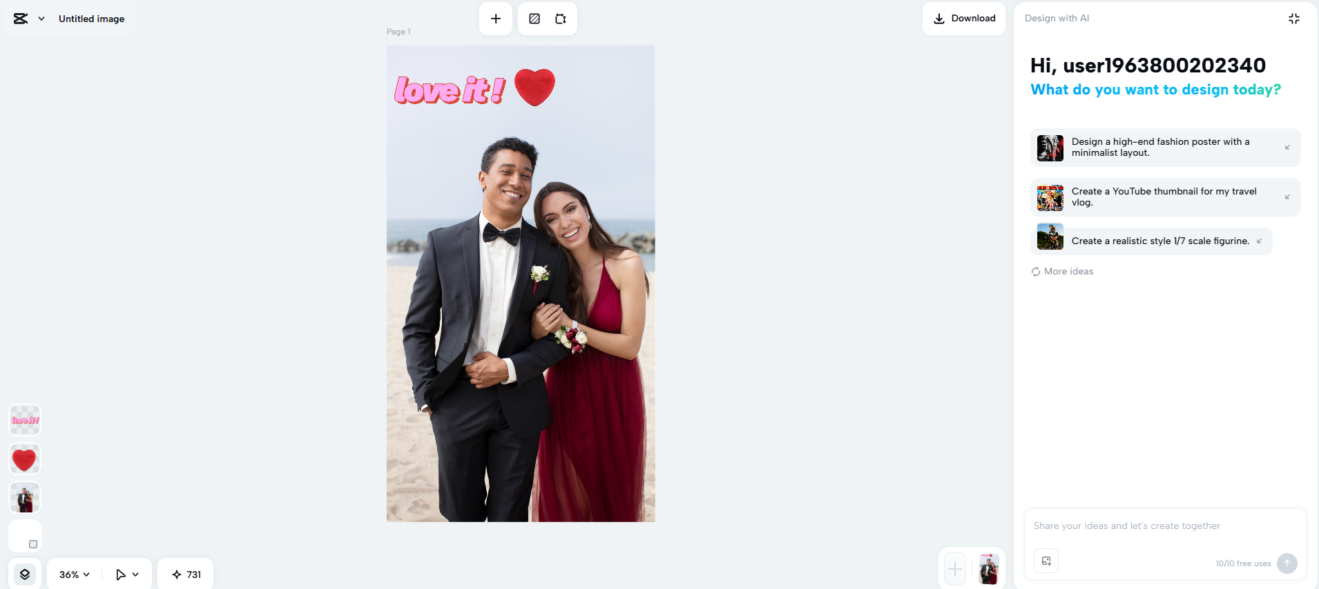 CapCut Web's photo editor